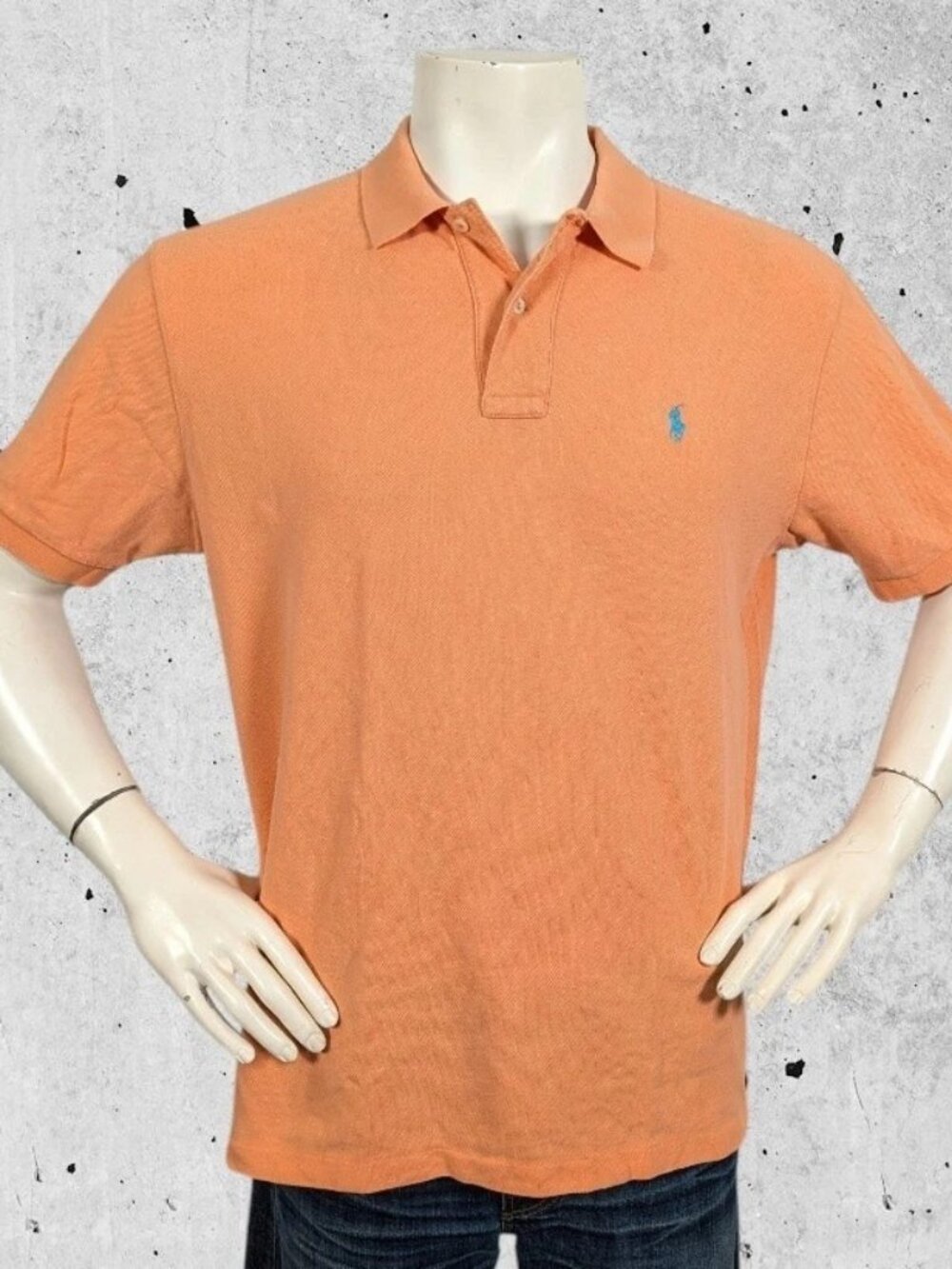 Vintage Ralph Lauren Polo Shirt Size Large Orange Long Tails